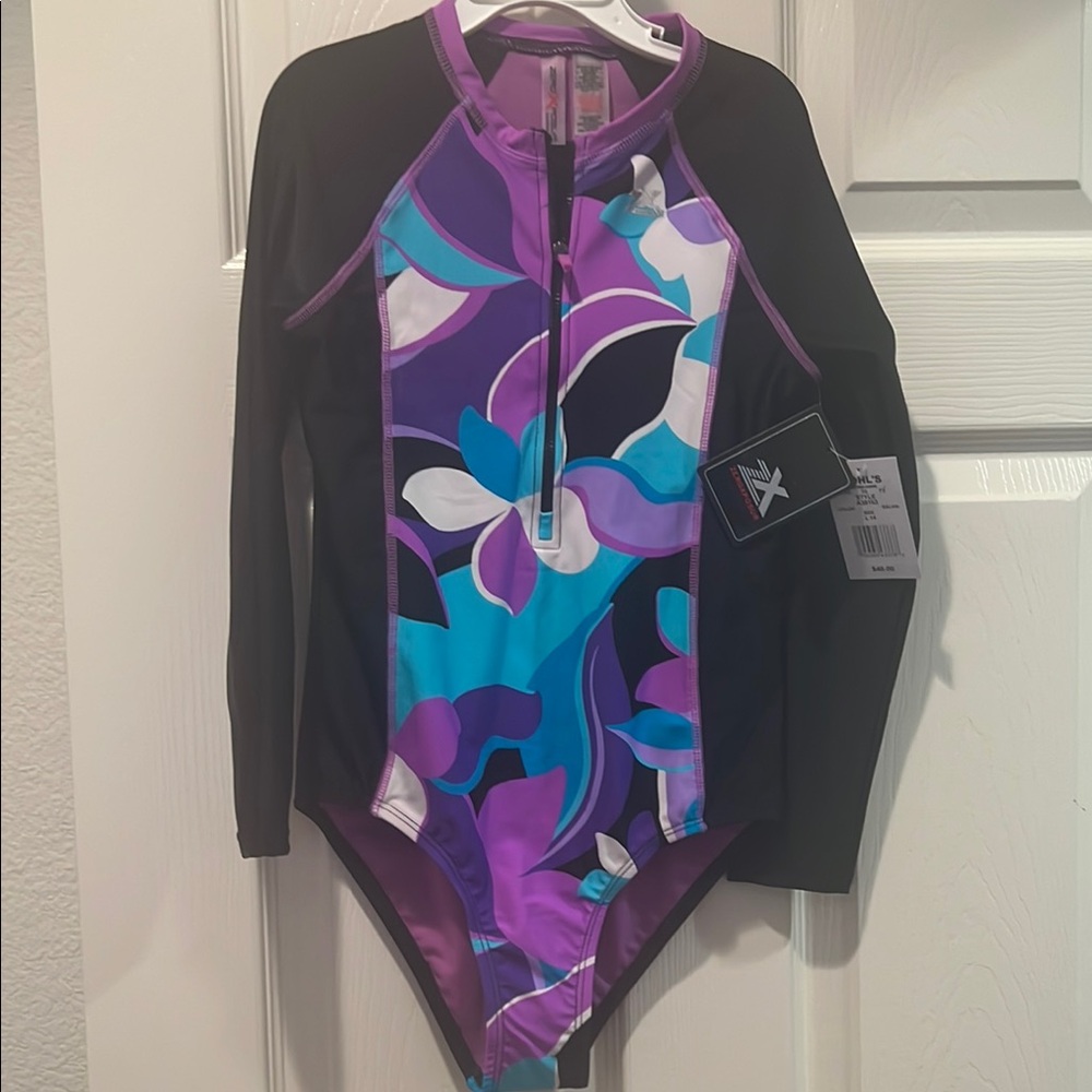 ZeroXposur Purple and Black Rashguard Swimwear